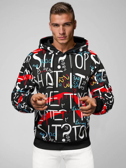 Pánska Mikina Čierna OZONEE JS/8B1233/3Z