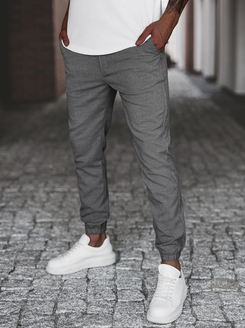 Pánske chino nohavice Tmavo-sivé OZONEE DJ/5539Z