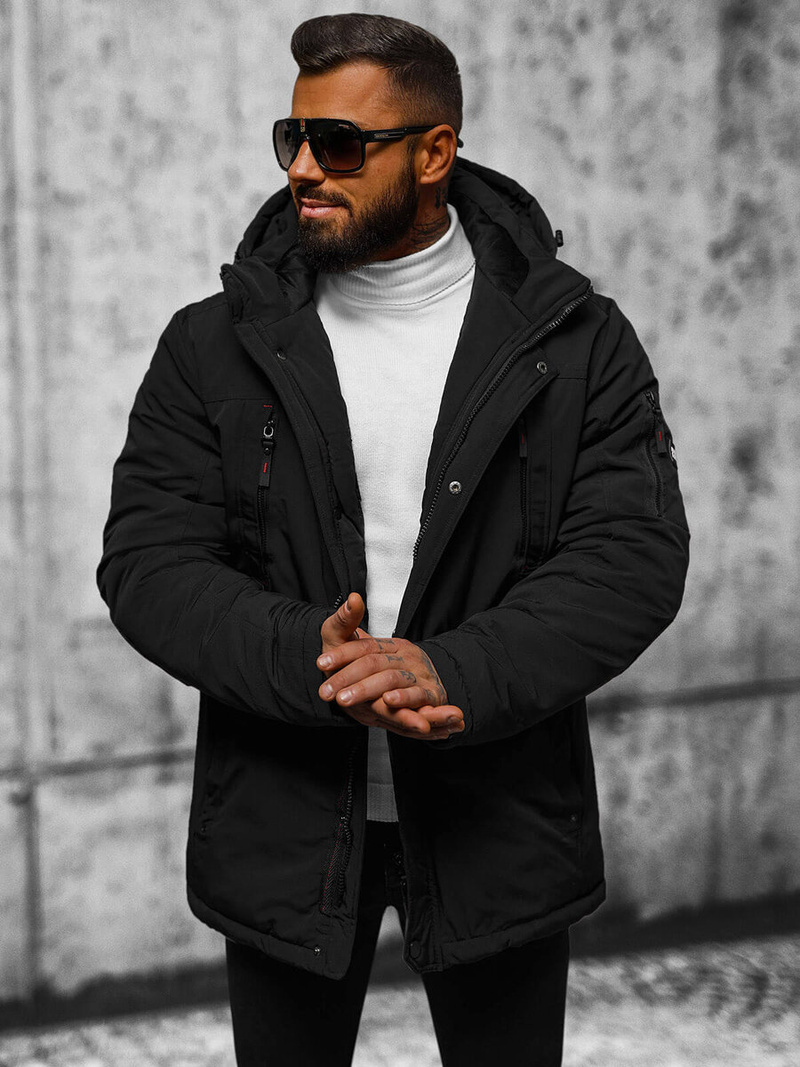 Pánska Bunda Čierna OZONEE JS/5M718/392