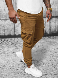 Pánske chino jogger nohavice tmavý camel OZONEE NB/MP0105KSZ