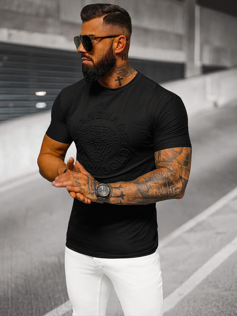 Pánske Tričko Čierne OZONEE NB/MT3056Z