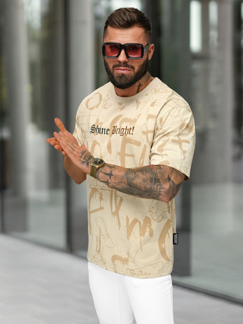 Pánske Tričko Béžová OZONEE O/YN2/621