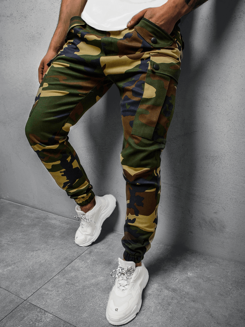 Pánske jogger nohavice Maskáčové-Zelené OZONEE A/1005