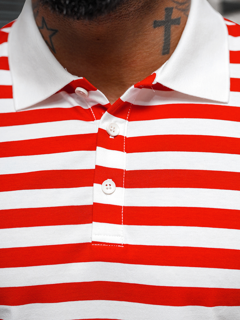 Pánska Polokošeľa Bielo-Červená OZONEE NB/MT3110