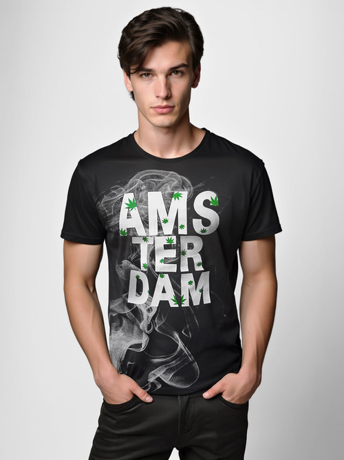 Pánske Tričko Čierne OZONEE O/T128/3Z