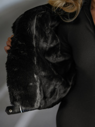 Dámska Kožená Bunda Čierna OZONEE JS/11Z8172Z