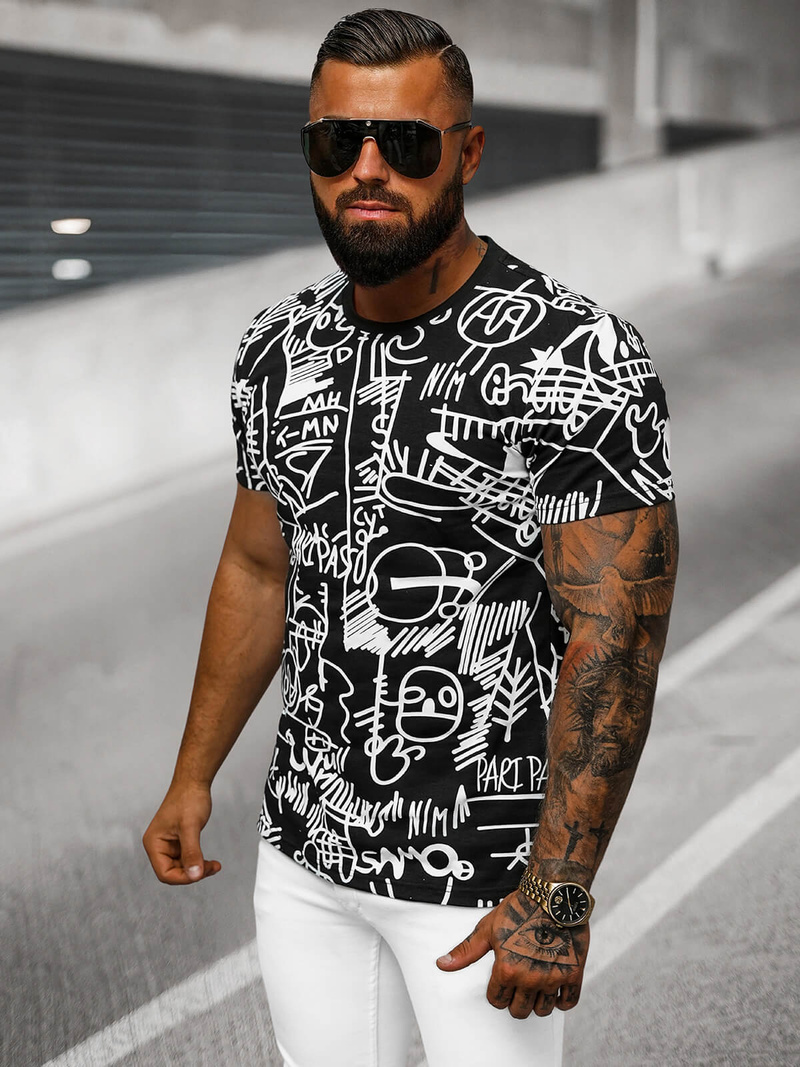 Pánske Tričko Čierne OZONEE O/T1269/3