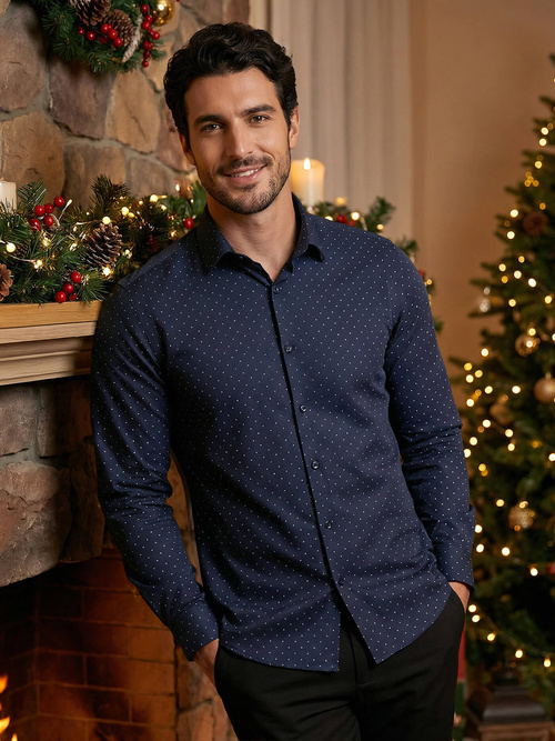 Pánska Košeľa Námornícka Modré OZONEE V/V183Z