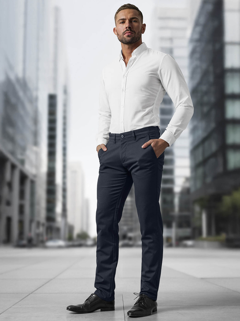 Pánske Chino Nohavice Námornícke Modré OZONEE V/5100