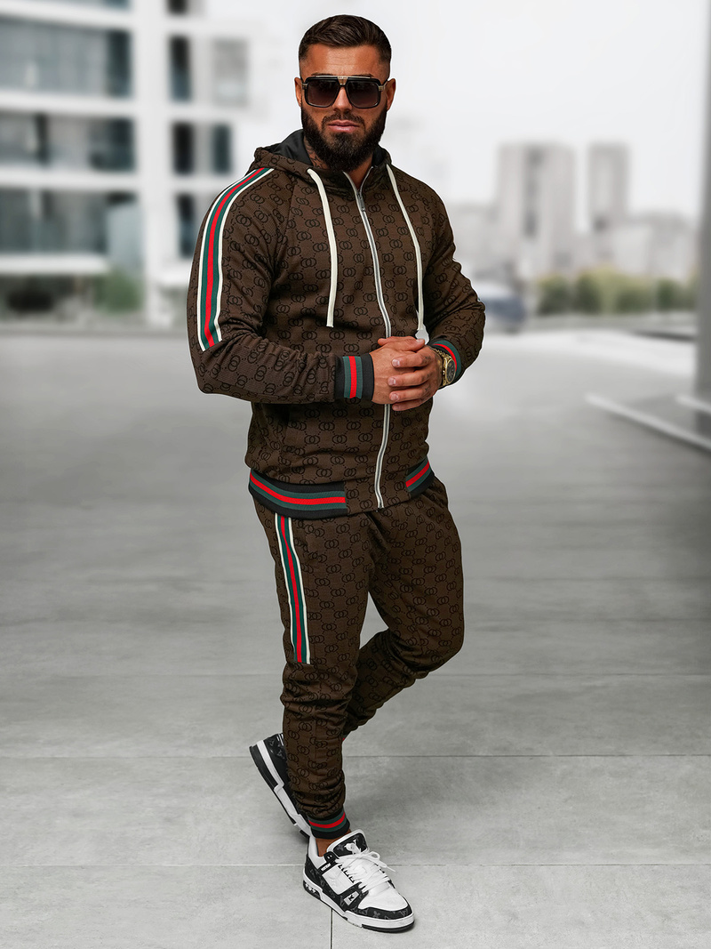 Pánska tepláková súprava tmavo-béžová OZONEE O/FF5111AB