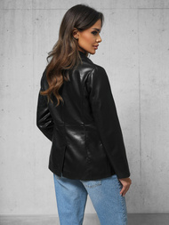 Dámska Kožená Bunda Čierna OZONEE JS/11Z8121