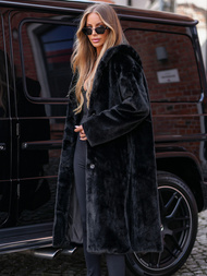 Dámska kožušinová zimná bunda čierna OZONEE JS/11Z8250