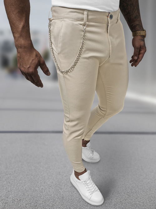 Pánske Chino Nohavice Béžové OZONEE DJ/3300