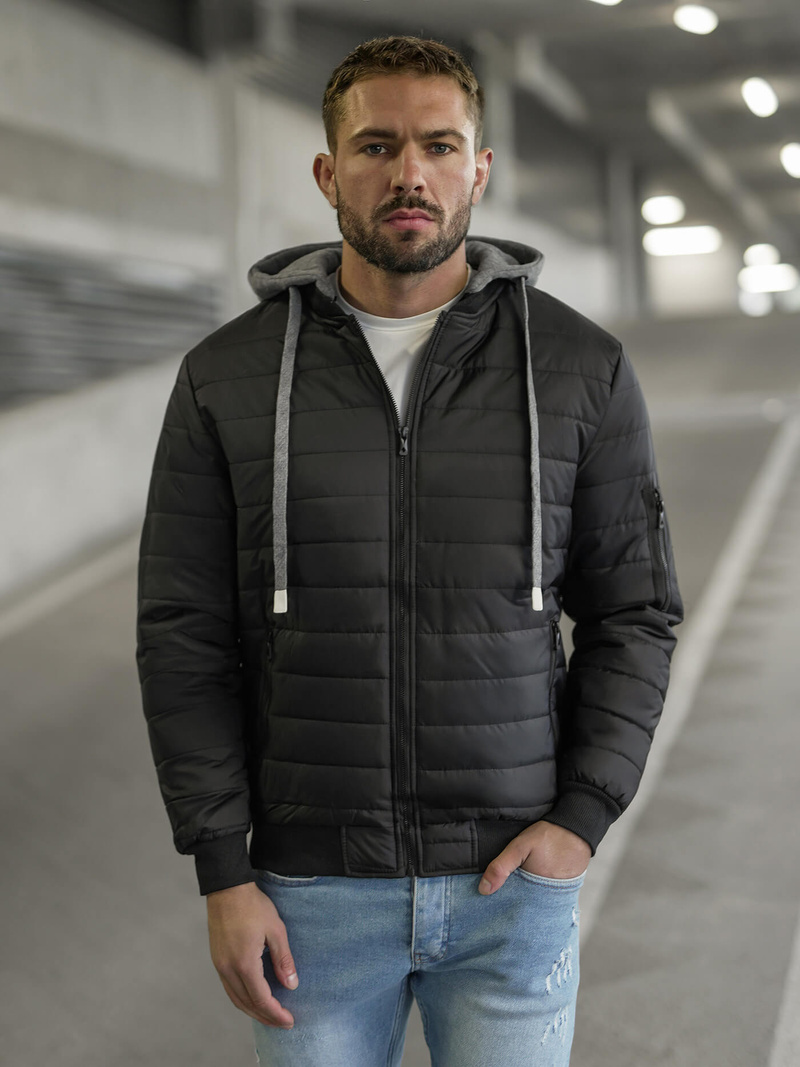Pánska Bunda Čierna OZONEE JS/8M985/392Z