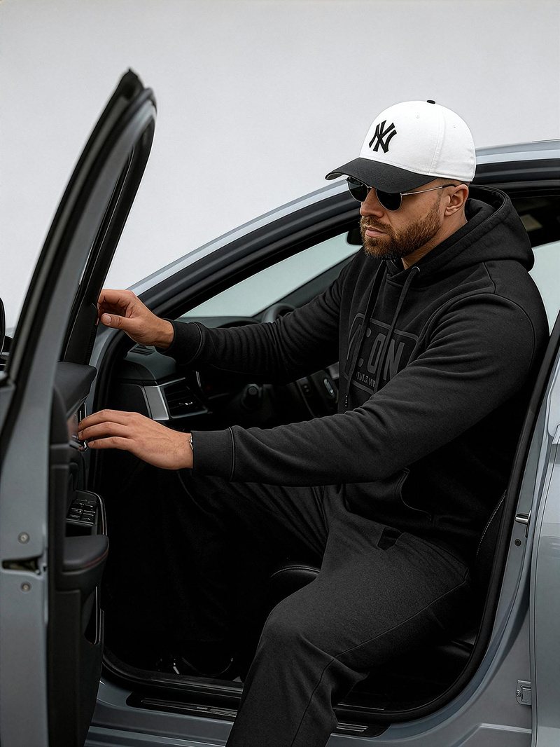 Pánska Mikina Čierna OZONEE JS/8B1975/3