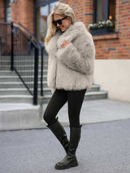 Dámska bunda sivo-béžová OZONEE JS/61M8515/92