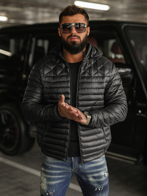 Pánska Bunda Čierna OZONEE JS/16M9328/392BZ