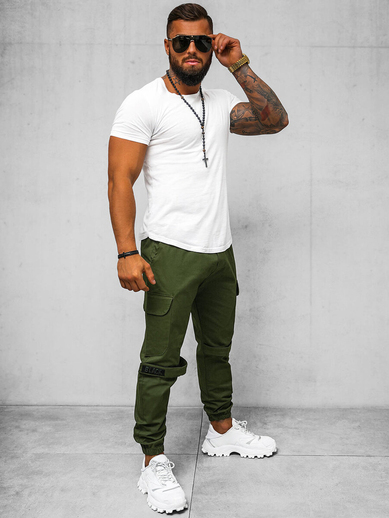 Pánske Chino Jogger Nohavice Khaki OZONEE O/G3014Z