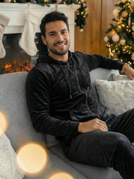 Pánska Velúrová Tepláková Súprava Čierna OZONEE JS/8C1169/3Z