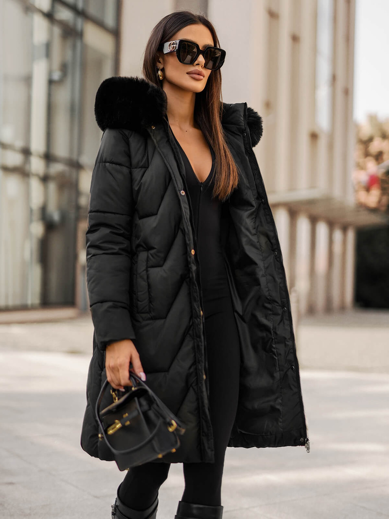 Dámska bunda čierna OZONEE JS/16M9202/392