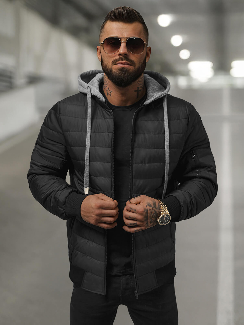 Pánska Bunda Čierna OZONEE JS/8M985/392