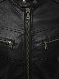 Pánska koženková bunda Čiernobiela OZONEE YD/BF59359Z