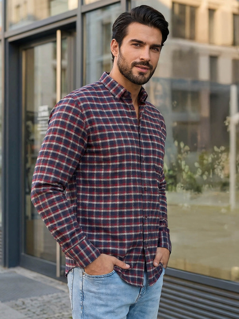 Pánska Košeľa Bordová OZONEE V/V176Z