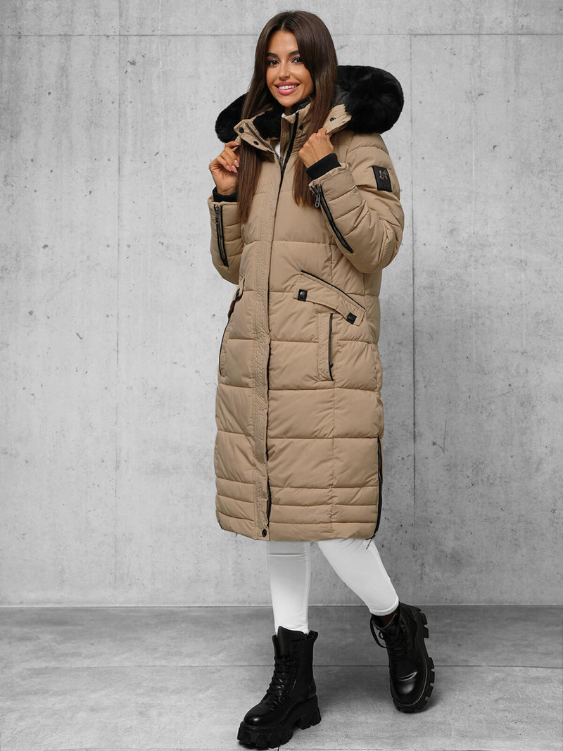 Dámska Bunda Tmavo-Béžové OZONEE O/W377