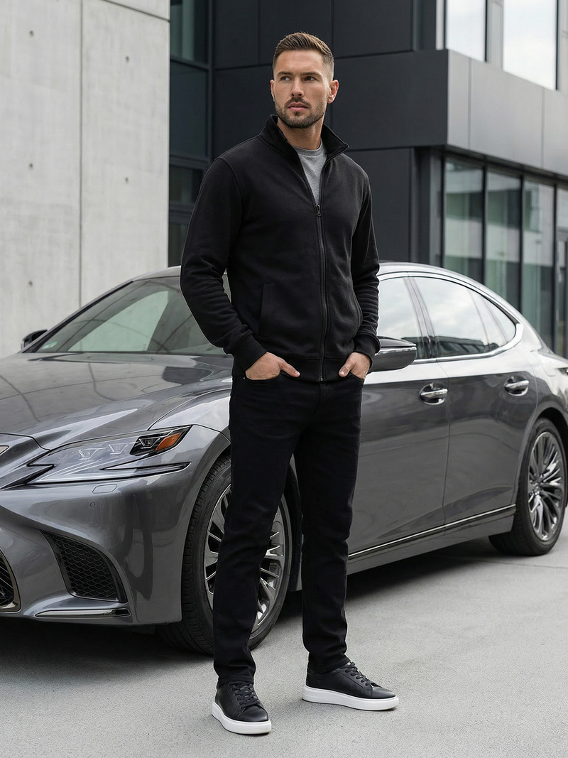 Pánska Mikina Čierna OZONEE JS/2002Z