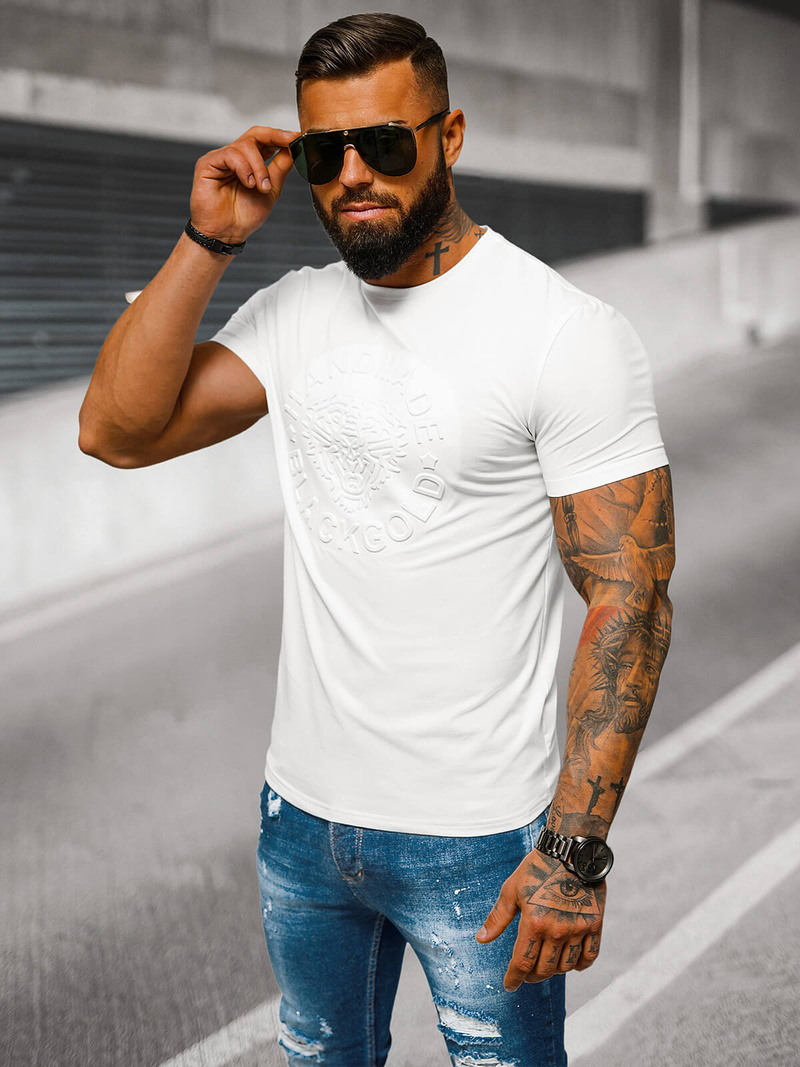 Pánske Tričko Biele OZONEE NB/MT3056Z