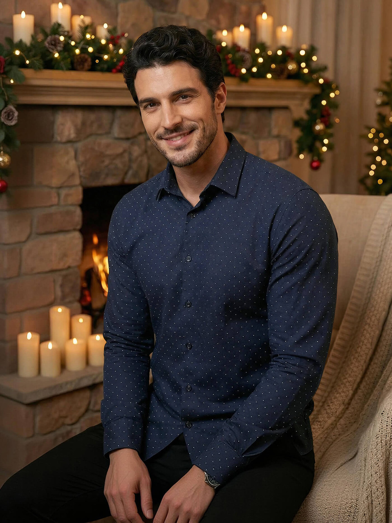 Pánska Košeľa Námornícka Modré OZONEE V/V183Z