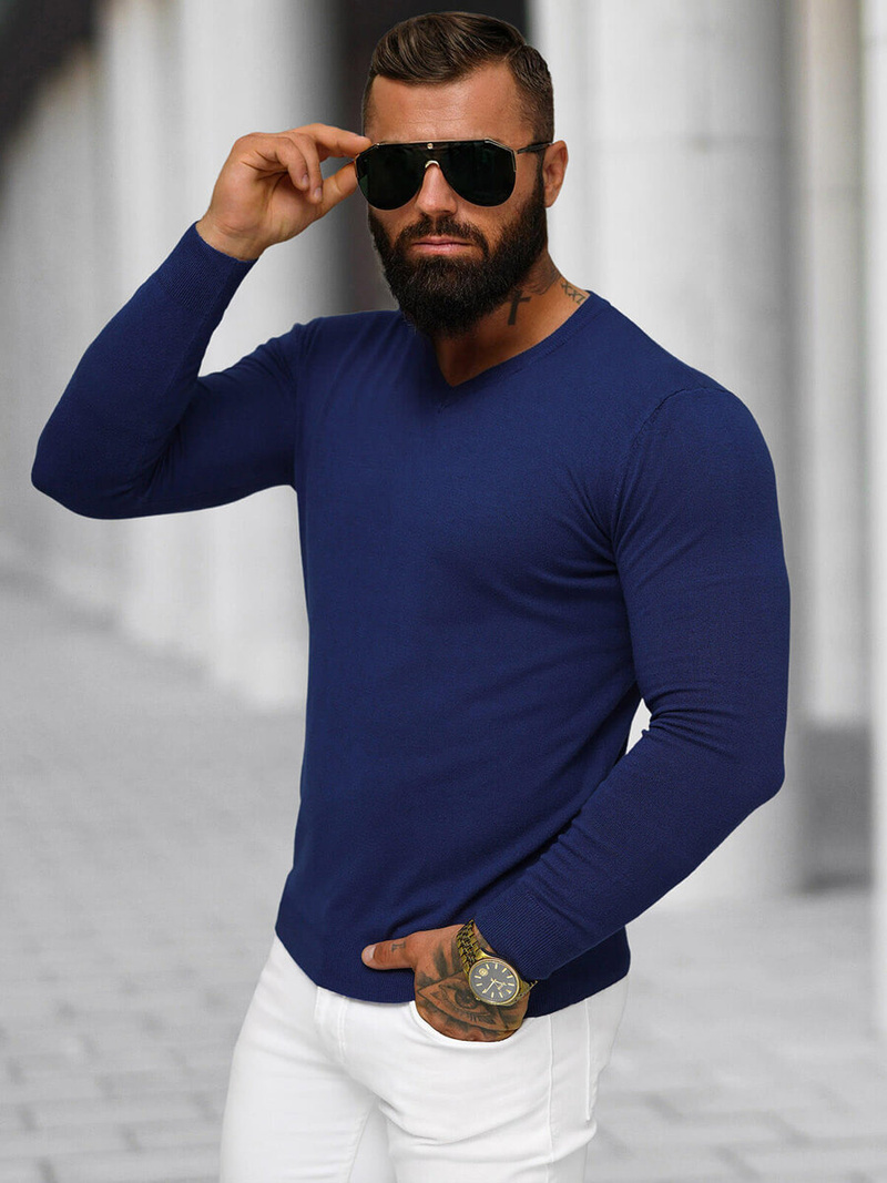 Pánsky Sveter Tmavomodré OZONEE NB/MMB601/5Z