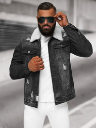 Pánska Riflová Bunda Šerpa Čierna OZONEE NB/MJ502NZ