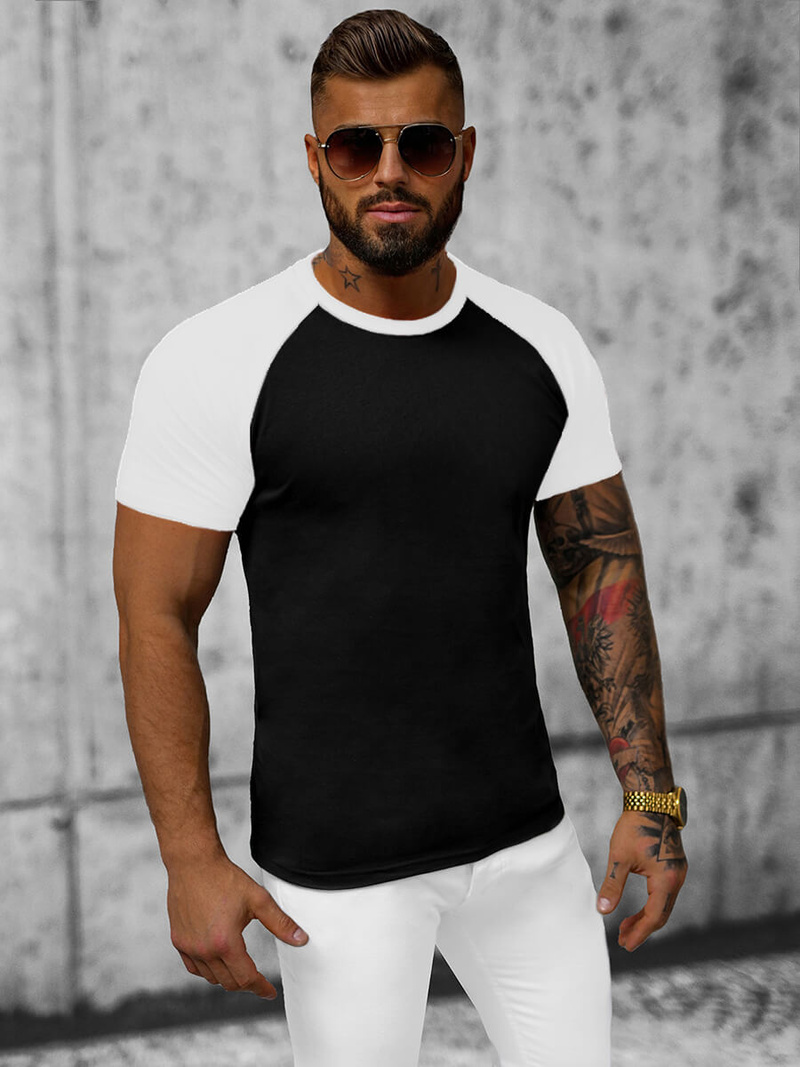 Pánske Tričko Čierno-Bielé OZONEE JS/8T82/9Z