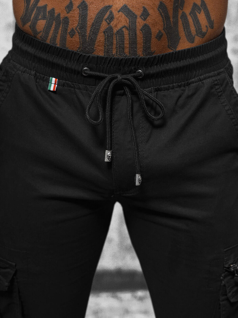Pánske Chino Jogger Nohavice Čierne OZONEE NB/MP0201N