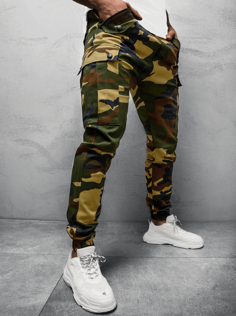 Pánske jogger nohavice Maskáčové-Zelené OZONEE A/1005