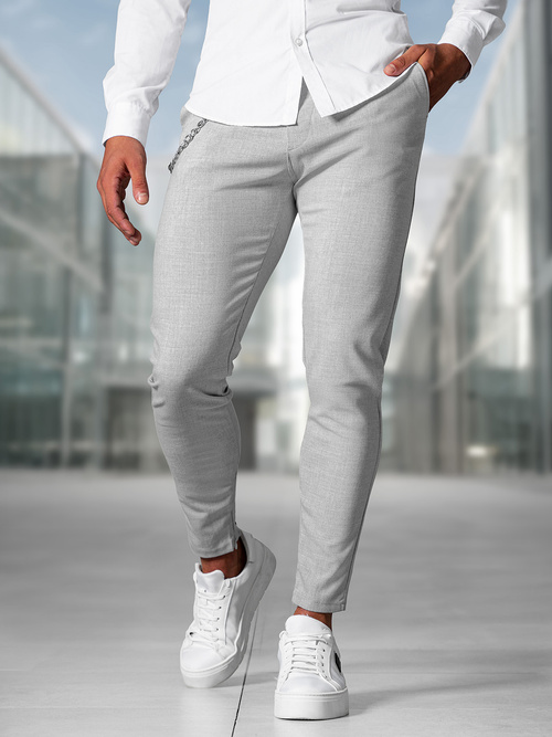 Pánske Chino Nohavice Sivé OZONEE DJ/3300Z