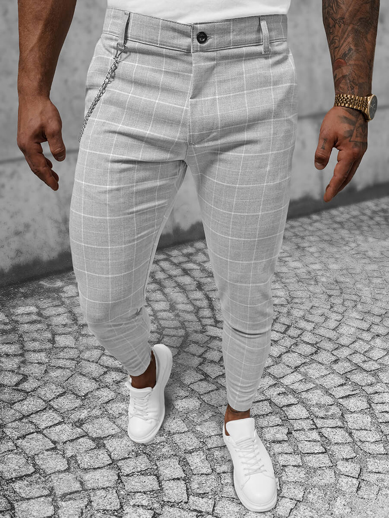 Pánske Chino Nohavice Sivé OZONEE DJ/550171