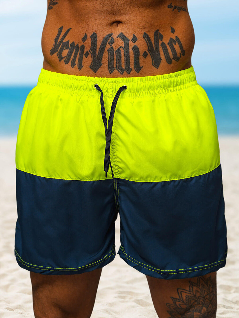 Pánske kúpacie šortky žltý/námornícke modré OZONEE JS/HM066