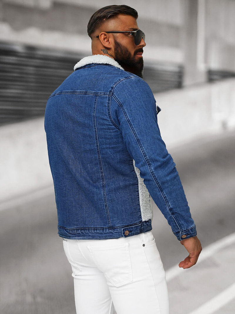 Pánska Riflová Bunda Šerpa Modrá OZONEE NB/MJ533BZ