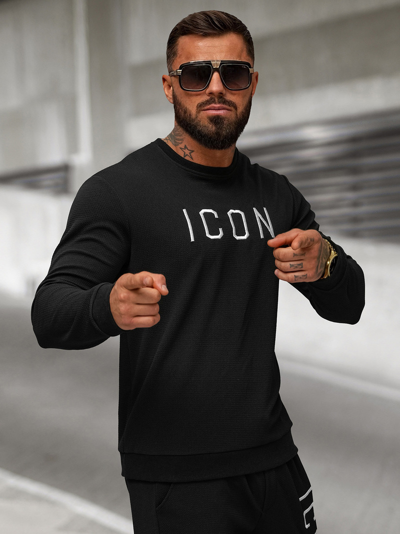 Pánska Mikina Čierna OZONEE O/D7394