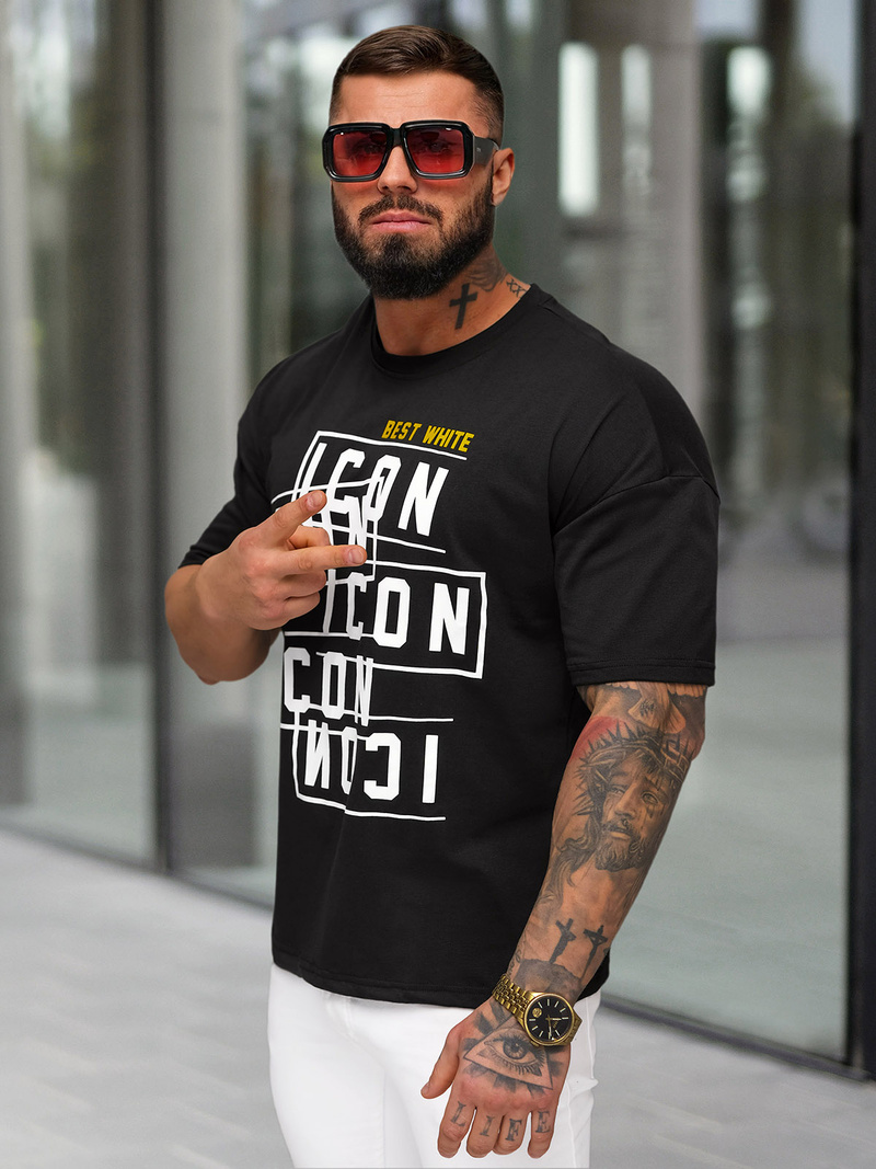 Pánske Tričko Čierne OZONEE JS/8B1366/3