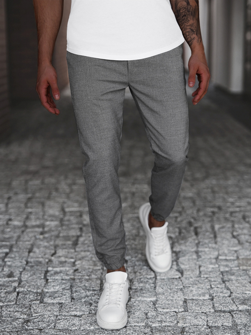 Pánske chino nohavice Tmavo-sivé OZONEE DJ/5539Z