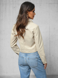 Dámska Kožená Bunda Béžová OZONEE O/G117