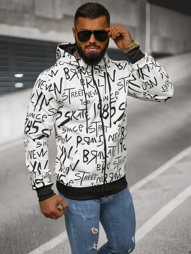 Pánska Mikina Biela OZONEE JS/8B1175/1