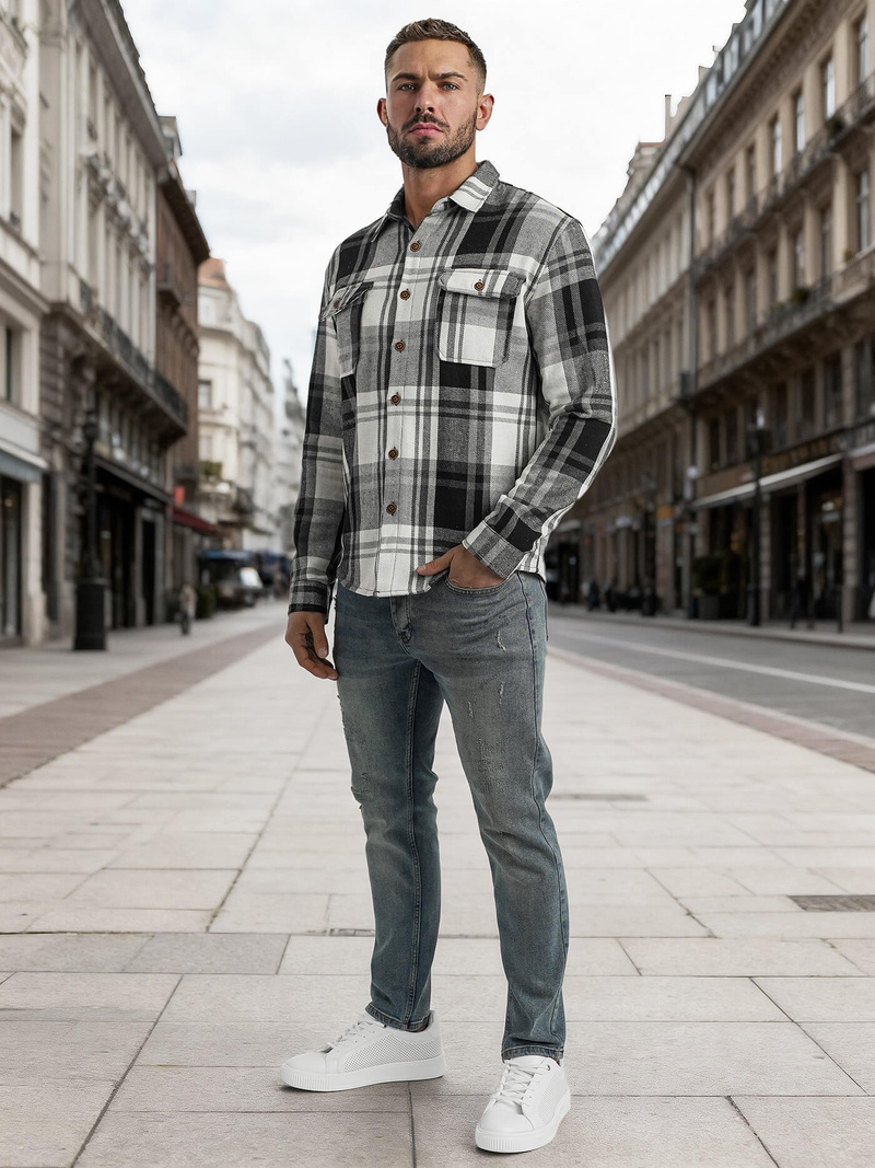 Pánska košeľa čiernobiela OZONEE NB/MC728N/3