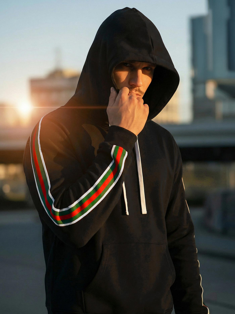 Pánska Mikina Čierna OZONEE JS/8B1731/3