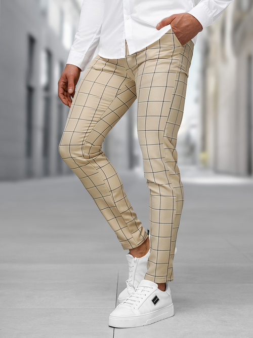 Pánske chino nohavice béžové OZONEE DJ/5522Z
