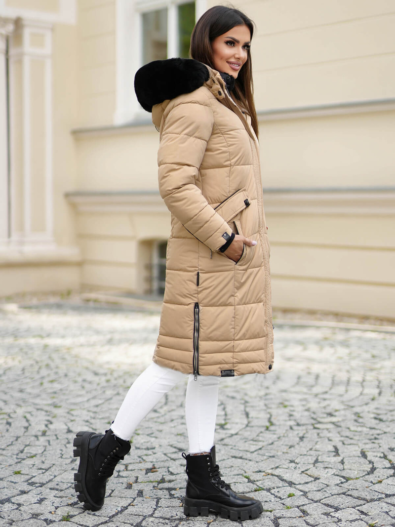 Dámska bunda béžová OZONEE O/W377Z