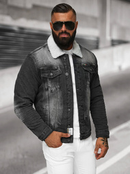 Pánska Riflová Bunda Šerpa Čierna OZONEE NB/MJ513N